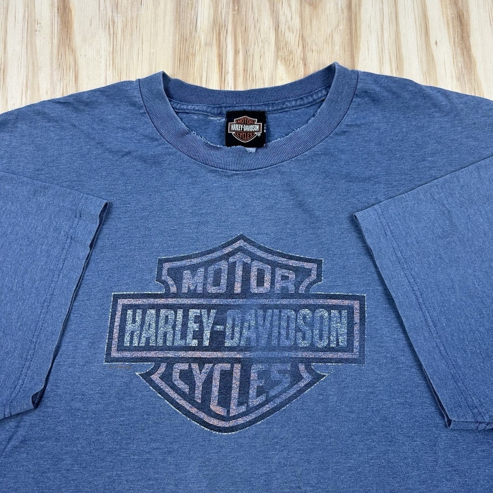 Y2K Harley-Davidson Chattanooga TN VERY FADED Biker T-Shirt 2XL Blue